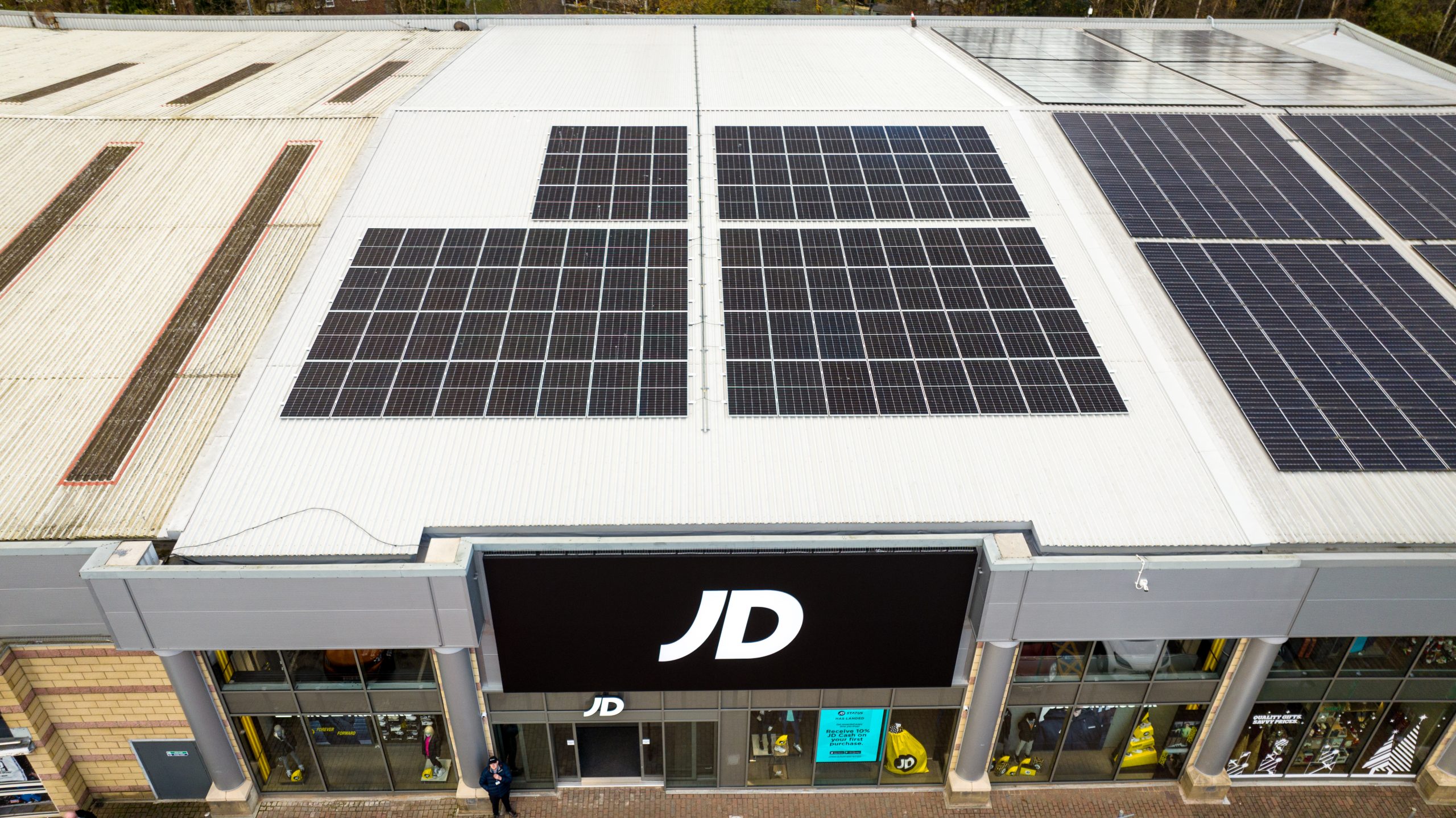 PV on the roof of JD Sports, Altrincham