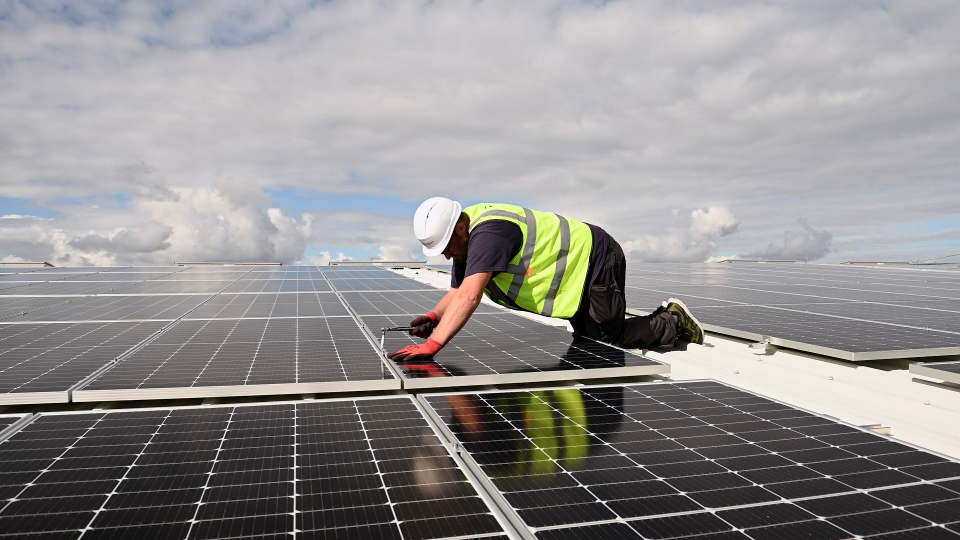 Solar panels being installed